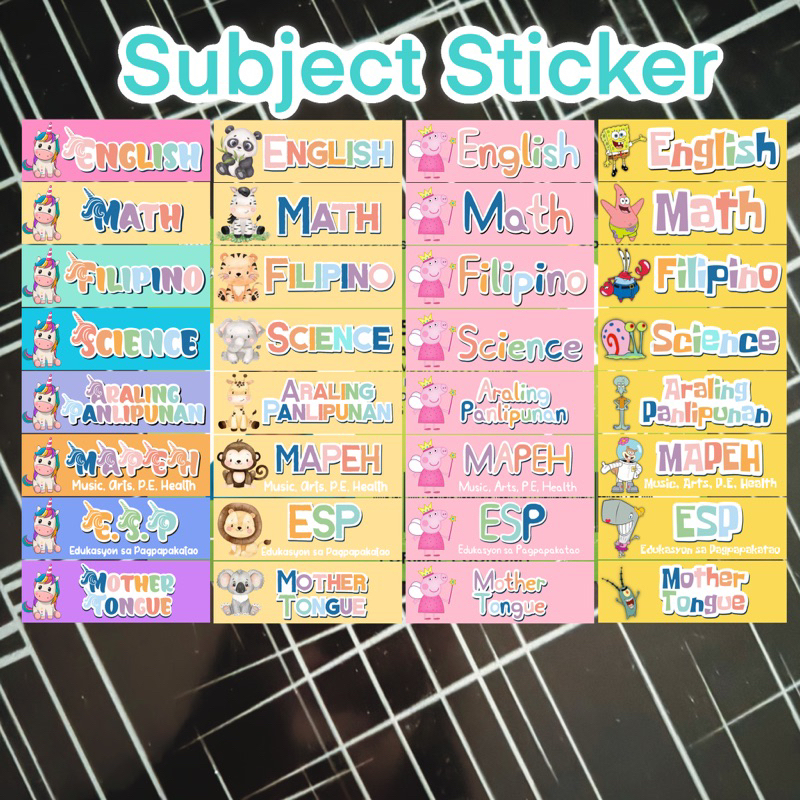 Subject Label Sticker 8pcs Waterproof/Scratchproof | Shopee Philippines