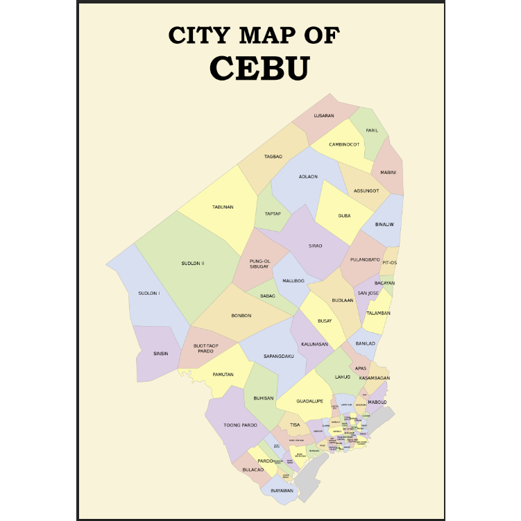 Cebu City Map Waterproof A4 Laminated Chart | Shopee Philippines