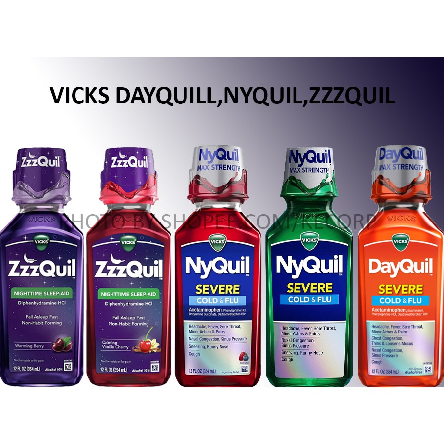 Vicks ZzzQuil,DayQuil and Nyquil Cold & Flu 12oz kcS11207 Shopee