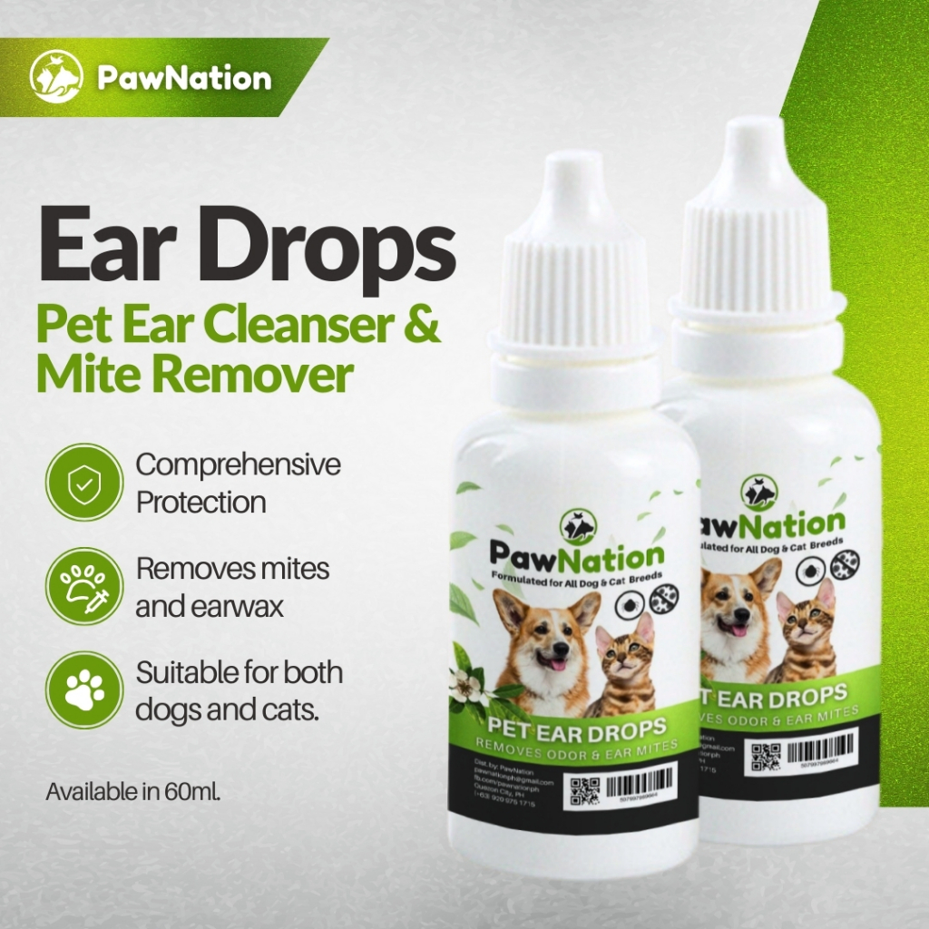 PawNation Ear Cleaner 60ml Anti Parasitic Ear Treatment for All Breeds ...