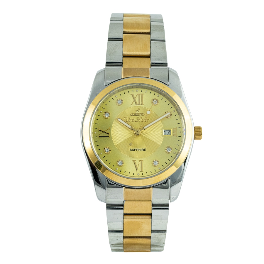 UniSilver TIME Mens Medium Silver / Gold Analog Stainless steel watch ...