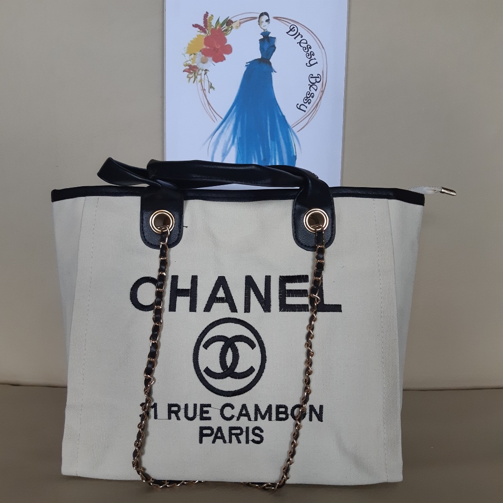 Chanel Canvas Tote Bag (Premium Copy Brand New) | Shopee Philippines