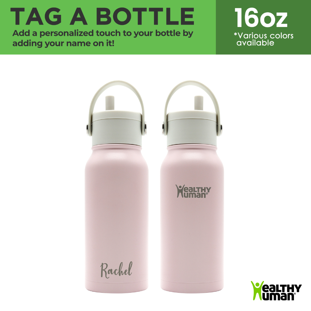 Healthy Human 16oz Insulated Bottle With Twist N Sip Straw Lid And