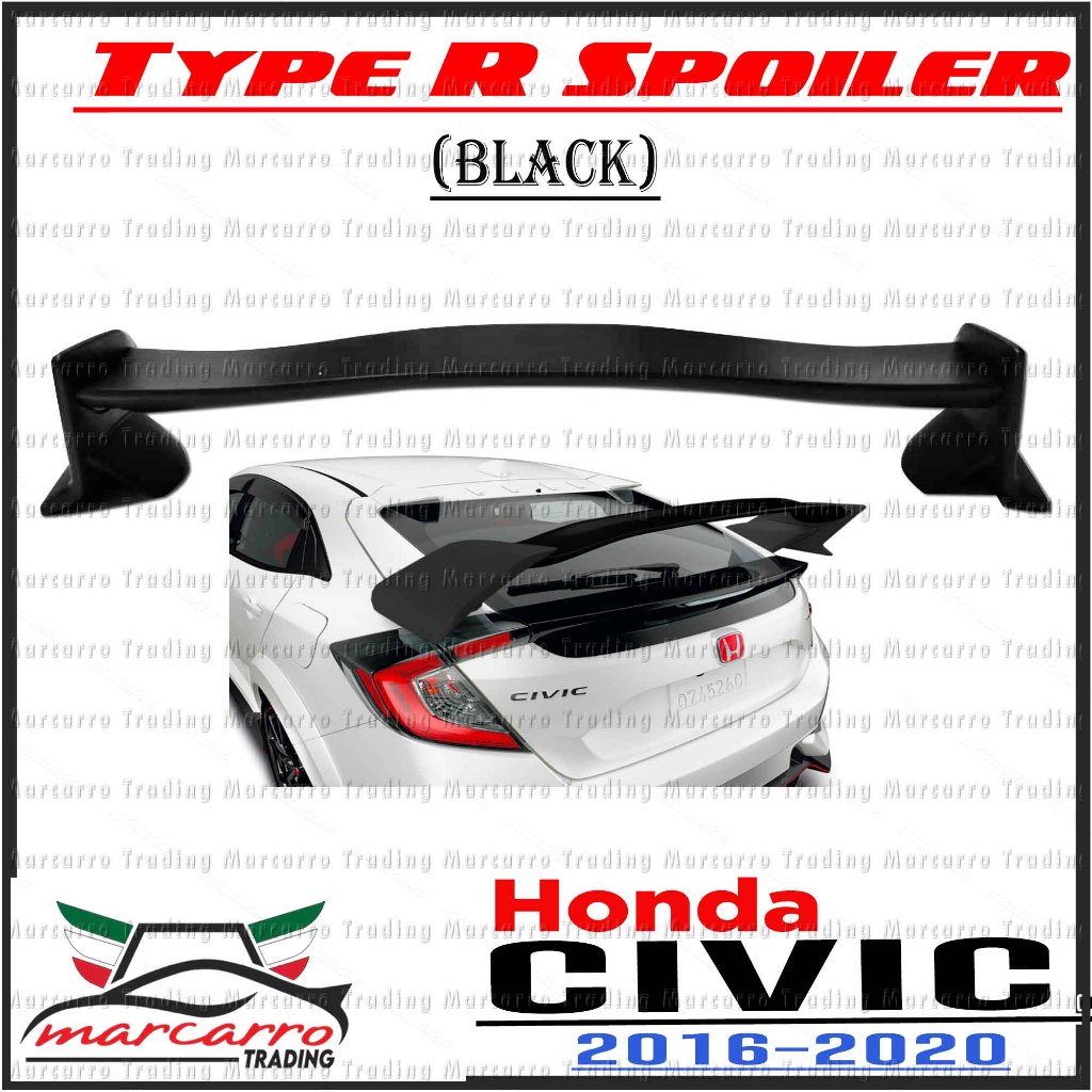 Honda Civic 2016-2020 Type R Rear Trunk Spoiler (Black) | Shopee ...
