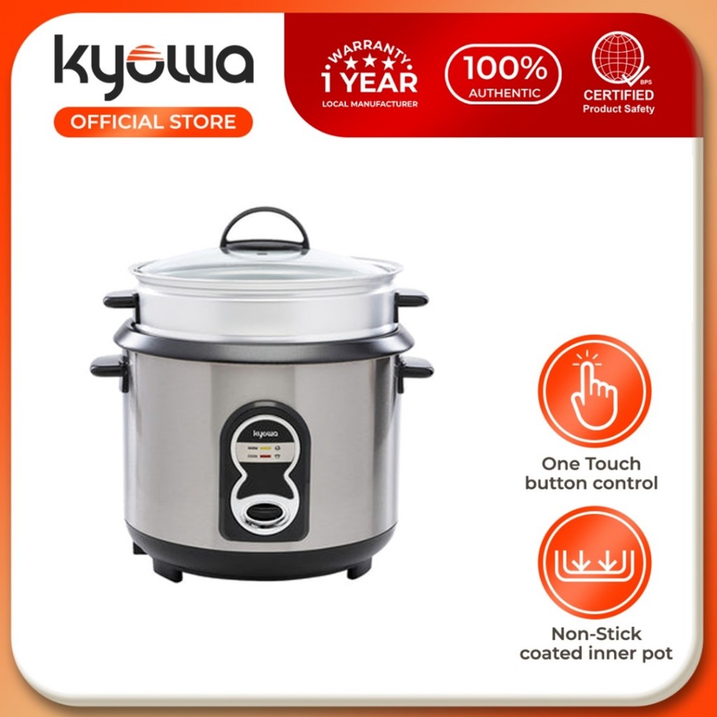 KYOWA MultiFunction Rice Cooker StainlessSteel w/ Steamer Tray 1.5L