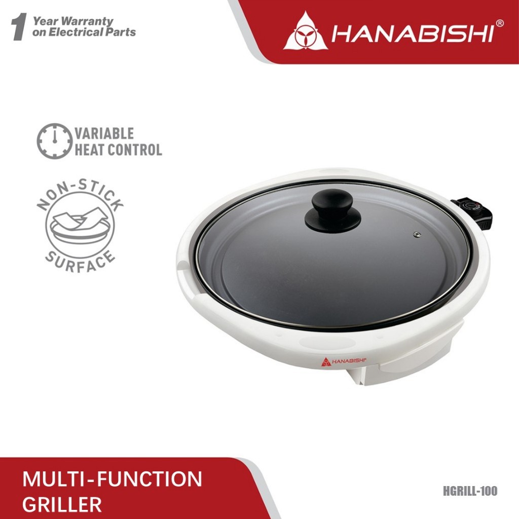 HANABISHI Electric Griller w/ Round NonStick EasyClean Plate
