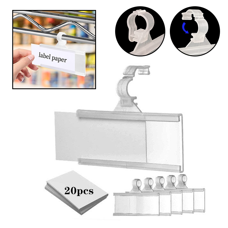 20pcs Clear Sign Label Display Holder Price Card Tag Stand 75*35mm for ...