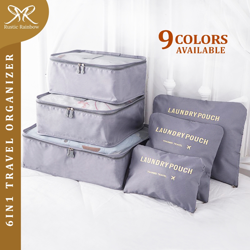 9 Colors 6 in 1 Travel Organizer Bag Storage Luggage Laundry Pouch Clothes Toiletries Cosmetics Shopee Philippines