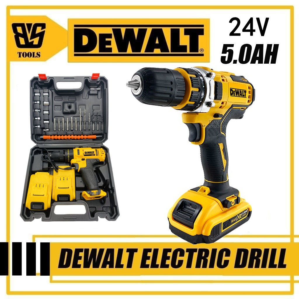 DeWALT 24V 48V 68V Cordless drill Impact hammer 2x Battery 1 charger 30 Battery screwdriver set Shopee Philippines