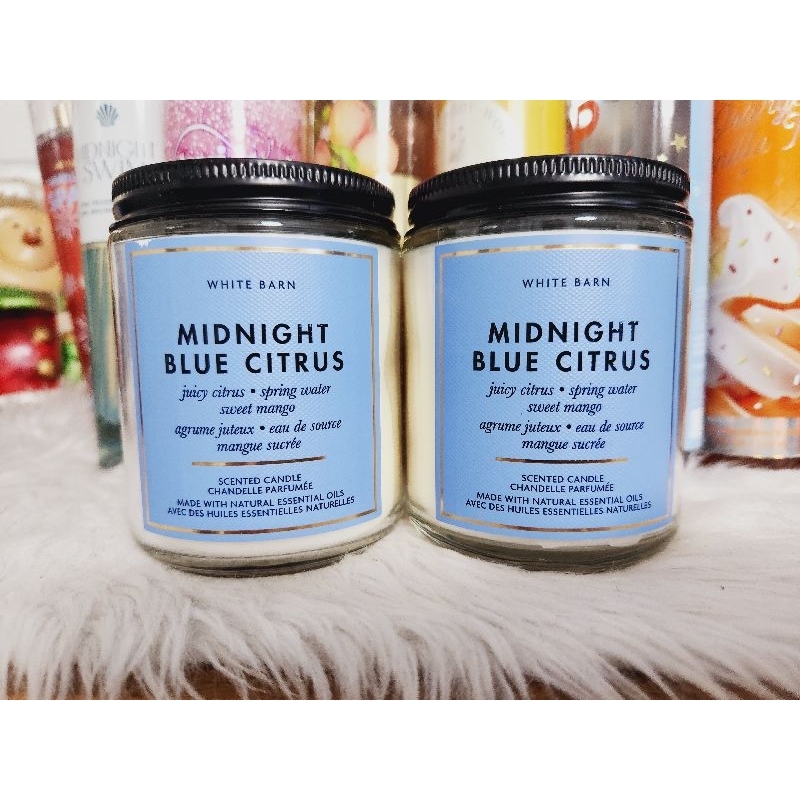 Midnight Blue Citrus Single wick & Signature Candle White Barn