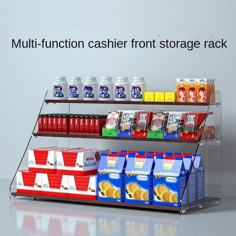 Cashier front shelf supermarket convenience store cigarette counter ...