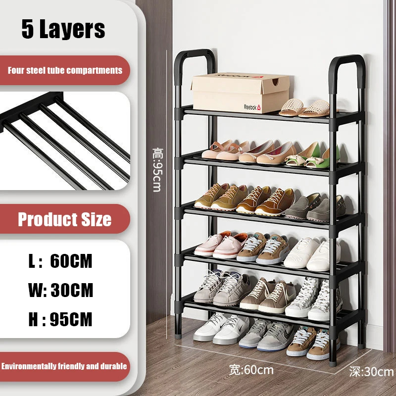 HALLOMALL 5-Tier Modern Minimalist Shoe Rack Space Saving Shoe ...