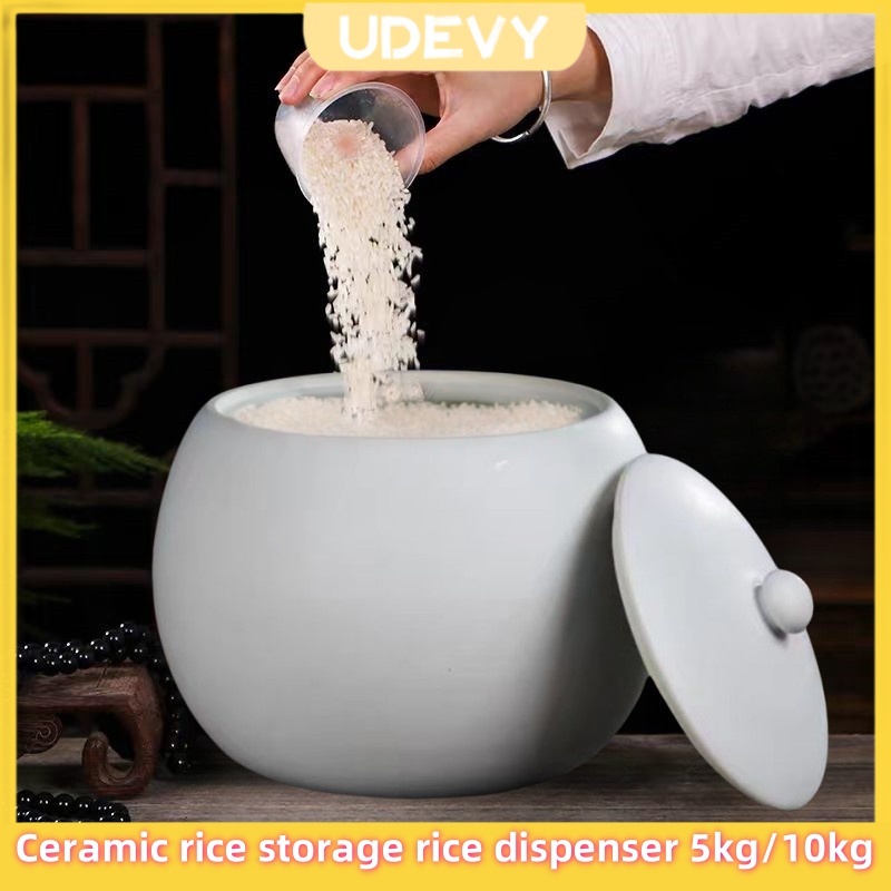 ceramic rice storage container clay pot sealed jar with lid rice box ...