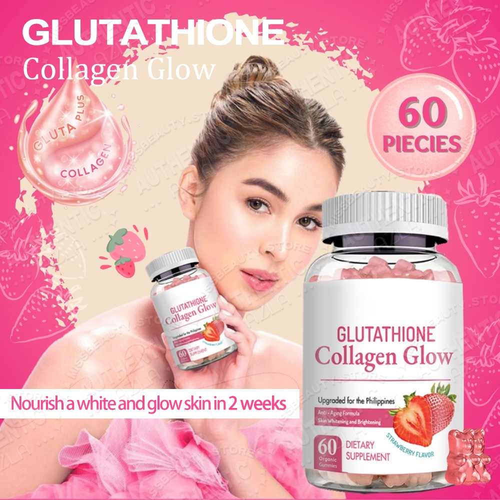 Glutathione Collagen Glow Gummies Anti-Aging Whitening Face Beauty Skin ...