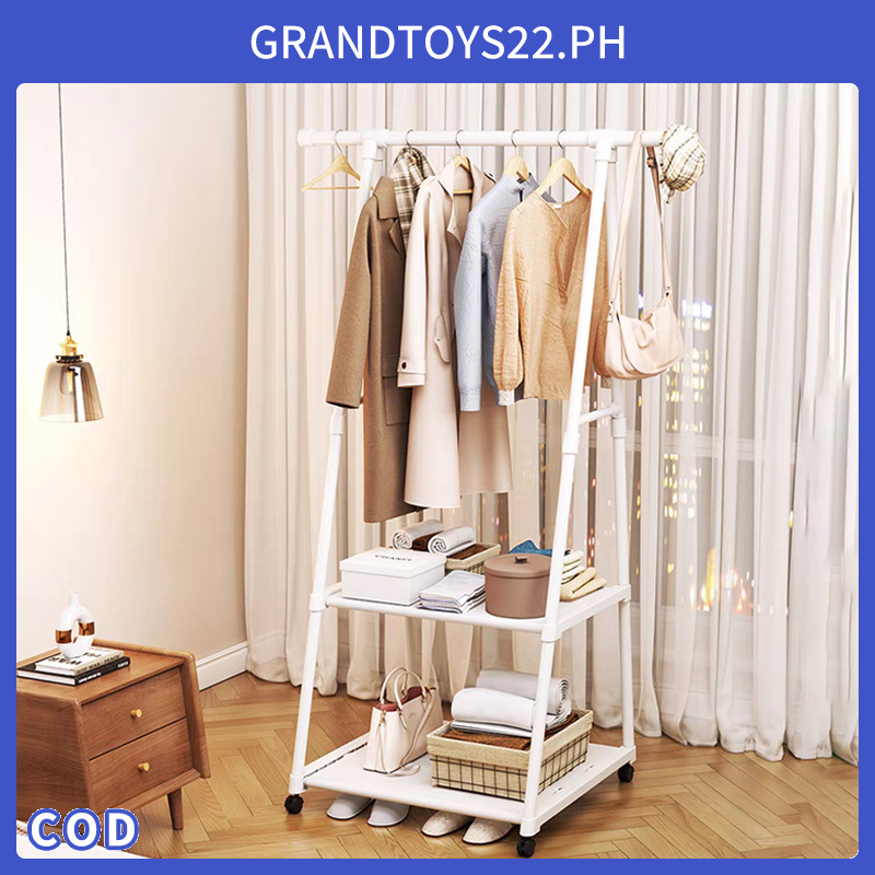 COD Ready Stock Triangle Coat rack floor bedroom multi-function clothes ...