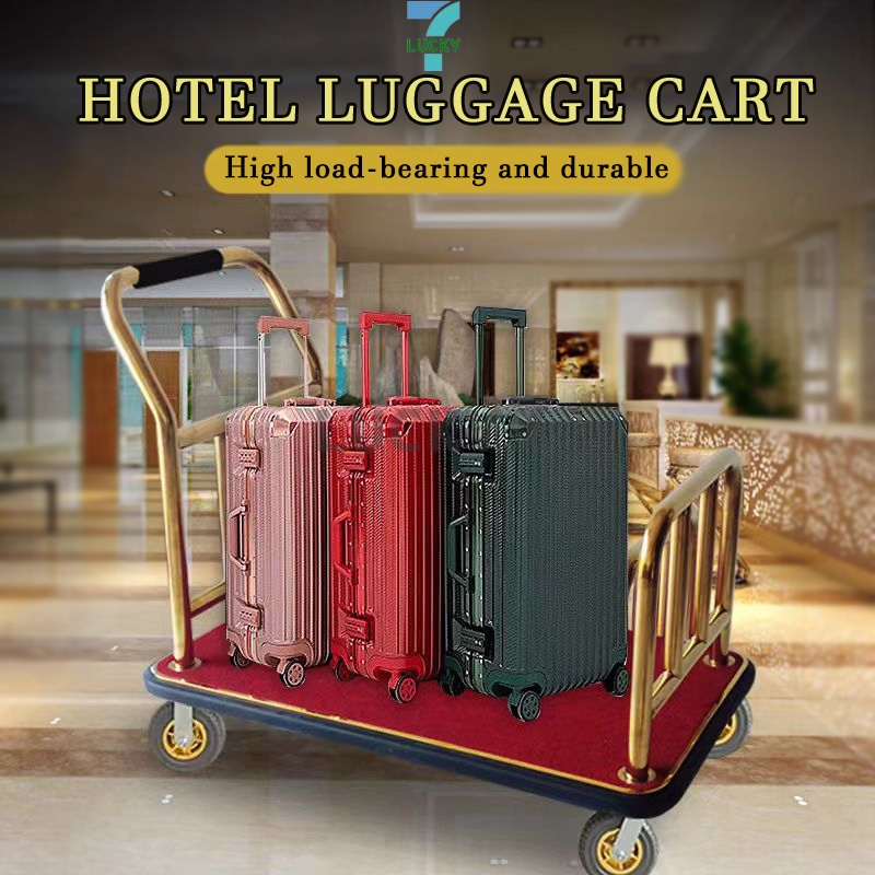 Luxury Hotel Luggage Cart Stainless steel lobby flatbed handcart