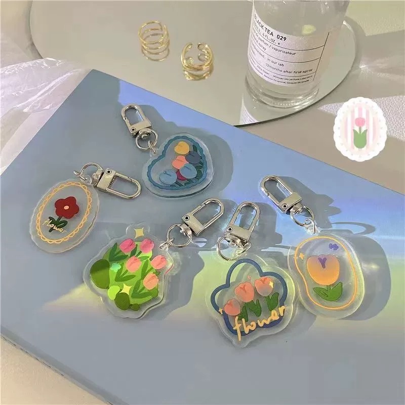 Tulip Flower Acrylic Key Chain Lovely Creative Pendant TD | Shopee ...