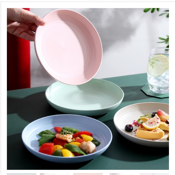 23cmWheat Straw Round Plate Dinnerware Minimalist Palte Nuetral Colored ...
