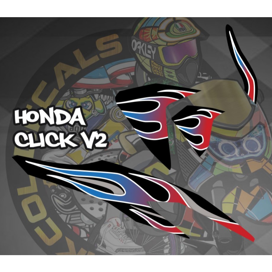 honda click v2 fire decals bikcol decals | Shopee Philippines