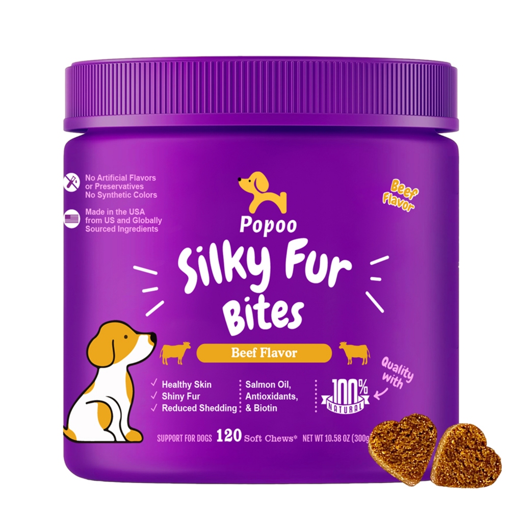 Popoo Silky Fur Bites for Dogs Snack Food for Healthy Skin Shiny Coat ...