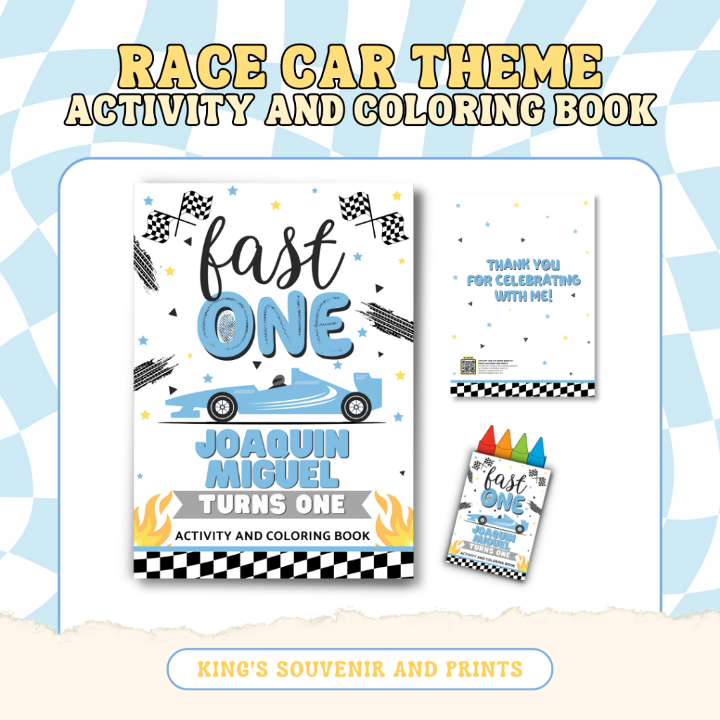 RACE CAR ACTIVITY COLORING BOOK SOUVENIR GIVEAWAY | PERSONALIZED ...