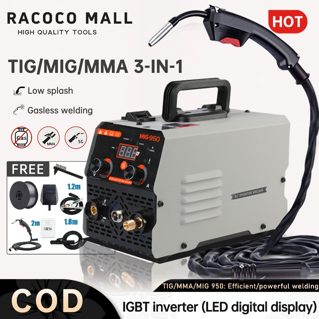 Portable MIG Welding Machine MMA/MIG 3IN1 Gasless Welder Inverter IGBT ...