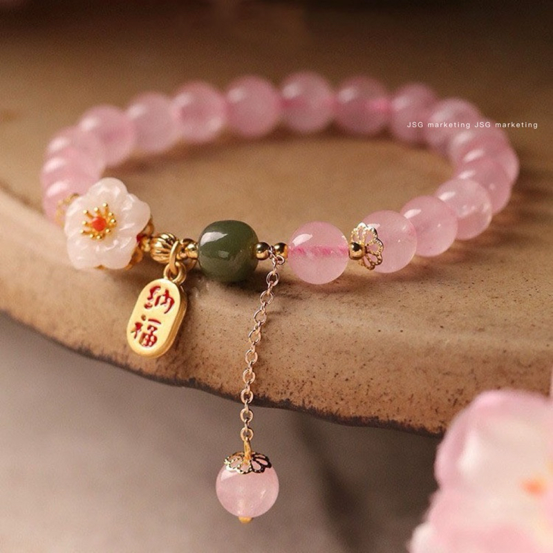 rose quartz pink stone bracelets