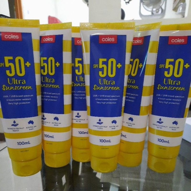 COLES Ultra Sunscreen SPF50+ UVA/UVB broad spectrum 100ml Shopee