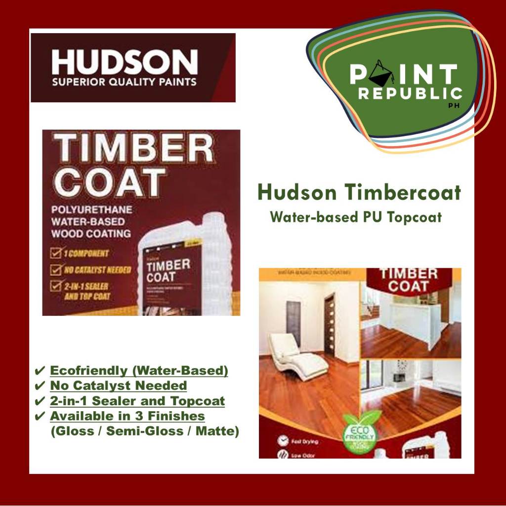 Hudson Timbercoat Polyurethane Water-based Topcoat Clear - 1L (1 liter ...
