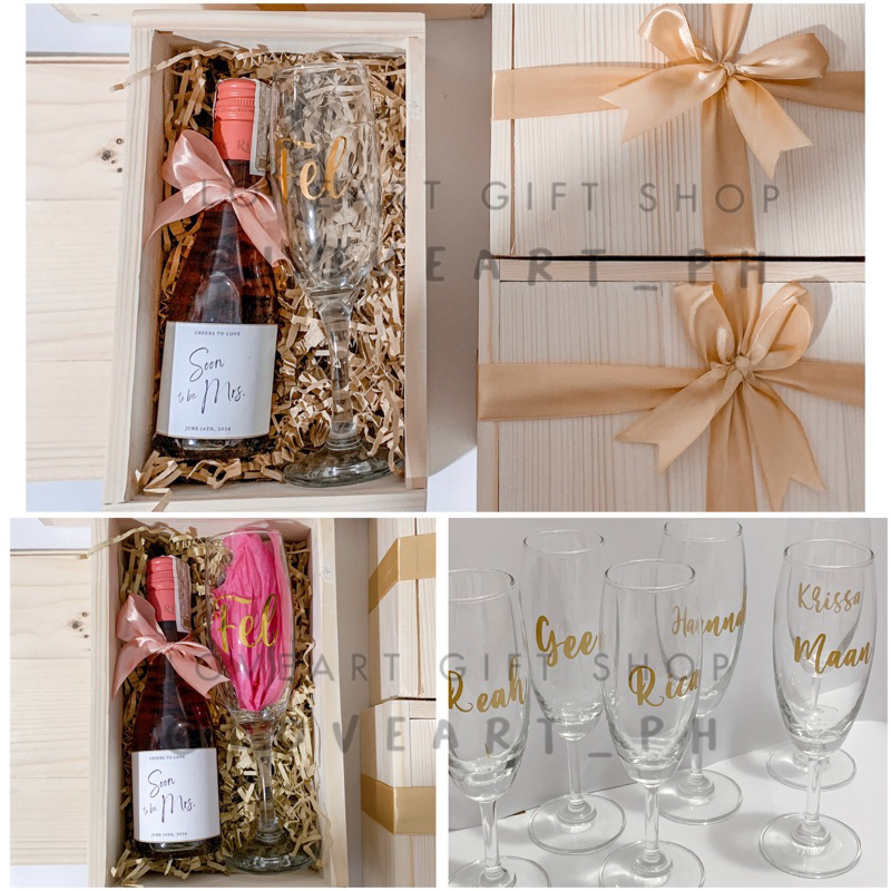 Mini wine set with wooden box | wine gift set | personalized wine glass ...