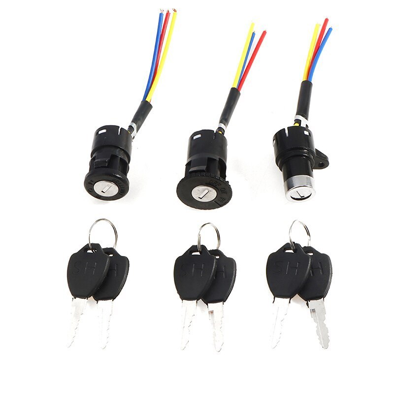 3 Wires Ebike Ignition Key Switch Ignition Power Lock Key Switch For