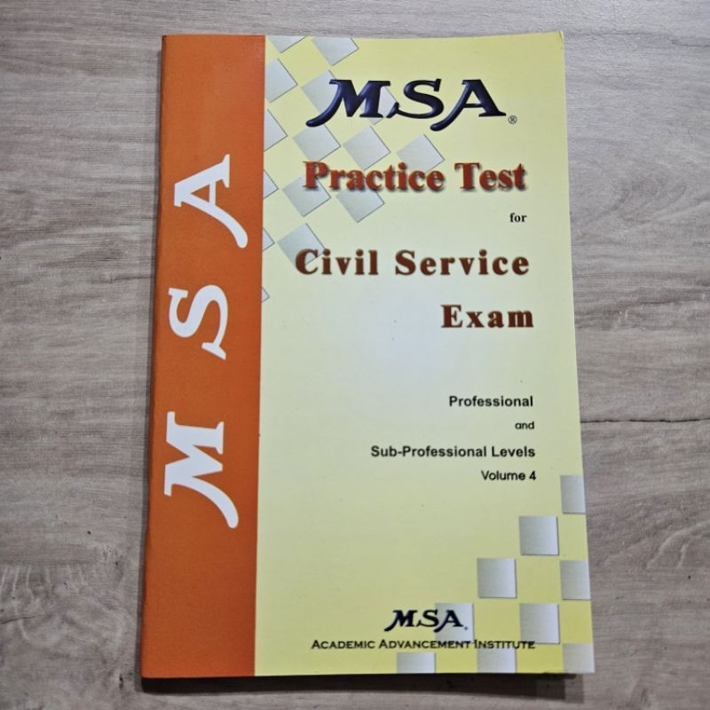 MSA Practice Test for Civil Service Exam Professional and Sub ...