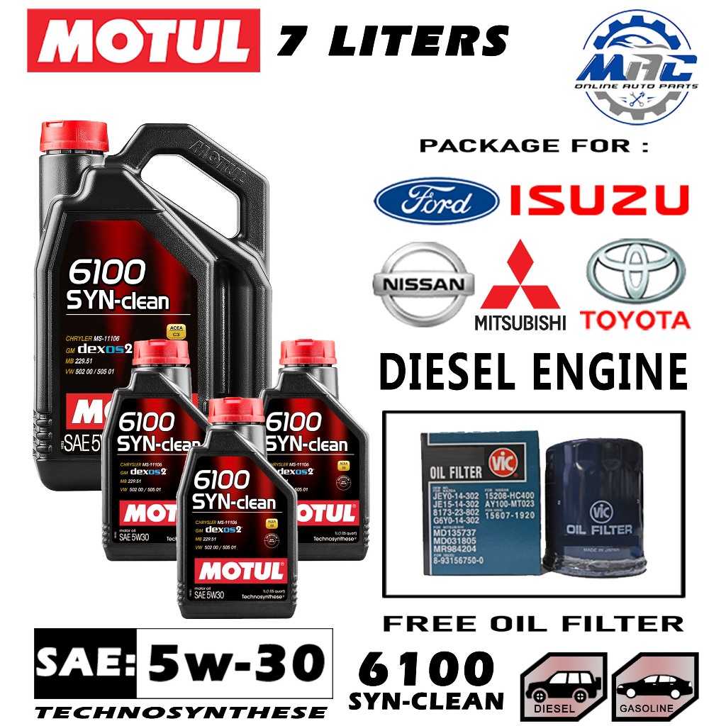 Motul 6100 SYN-CLEAN 5w-30 7 liters Gallon Advanced Technosynthese Oil ...