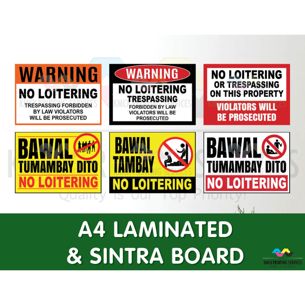 No Loitering Bawal Tumambay Dito Door Gate Sign | Shopee Philippines