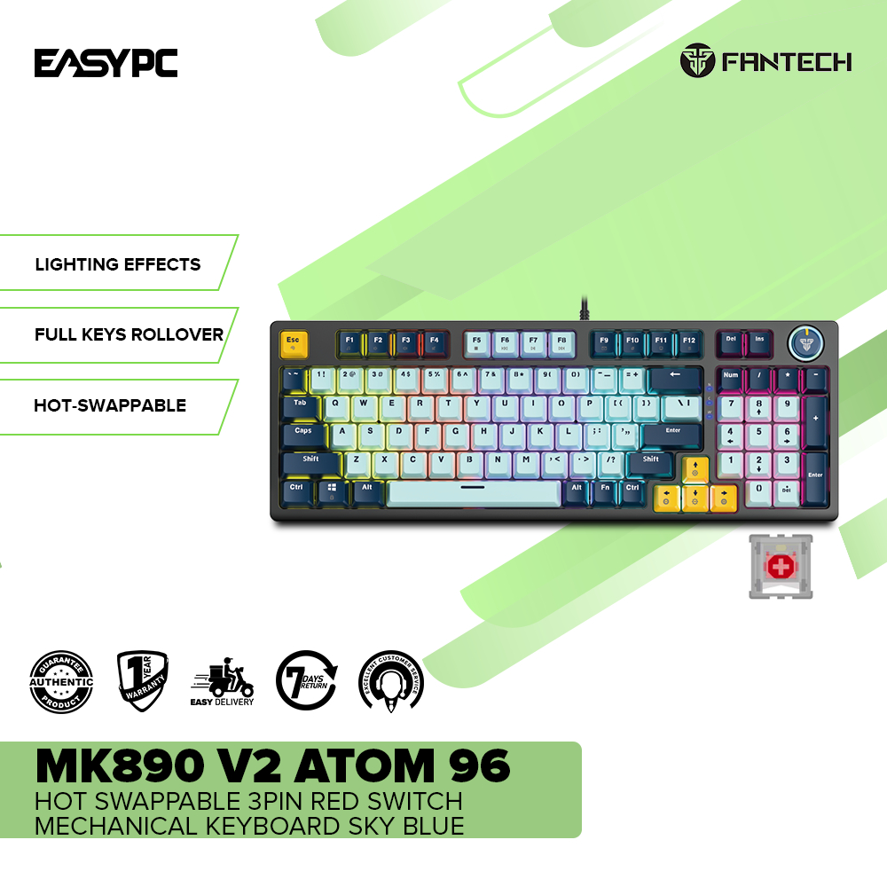 EasyPC| Fantech MK890 V2 Atom 96 Mechanical Keyboard| Sky/Navy Blue ...