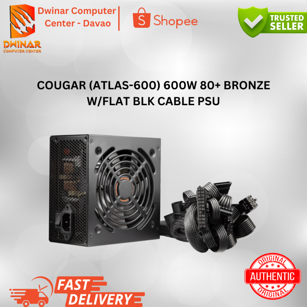 COUGAR (ATLAS-600) 600W 80+ BRONZE W/FLAT BLK CABLE PSU | Shopee ...