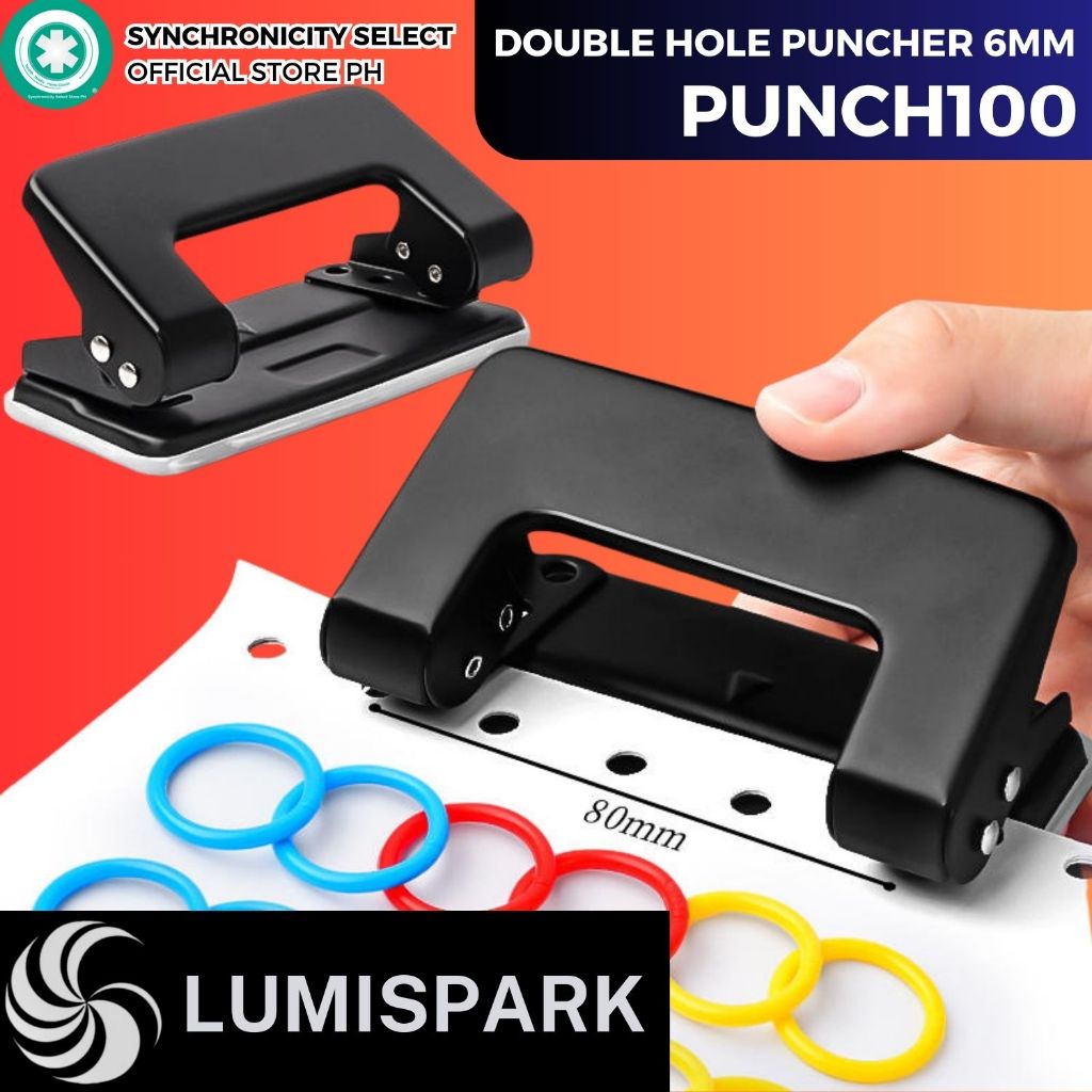 PUNCH100 Double Hole Puncher 6MM for Binding Folders Loose-leaf Filling ...