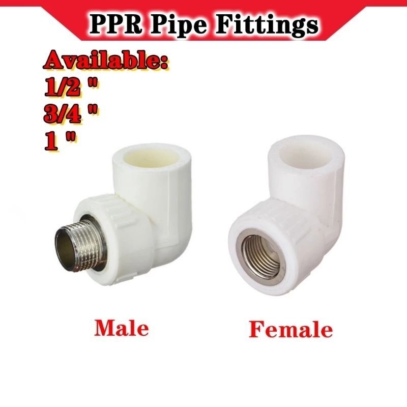 PPR Pipes fittings Elbow threaded Male/Female 1/2