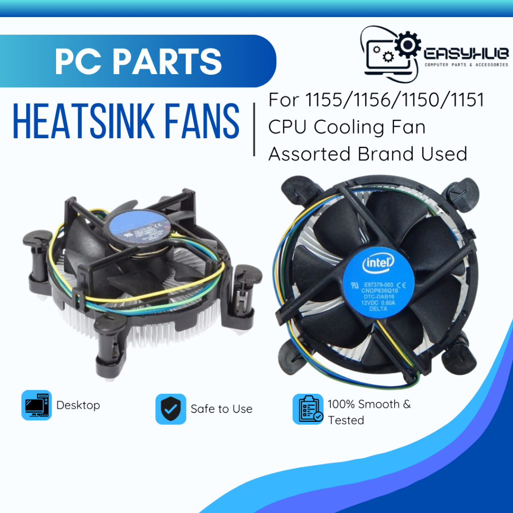 Heat Sink Fan Assorted Brand for 1156/1155/1151/1150 4 pin Desktop CPU ...