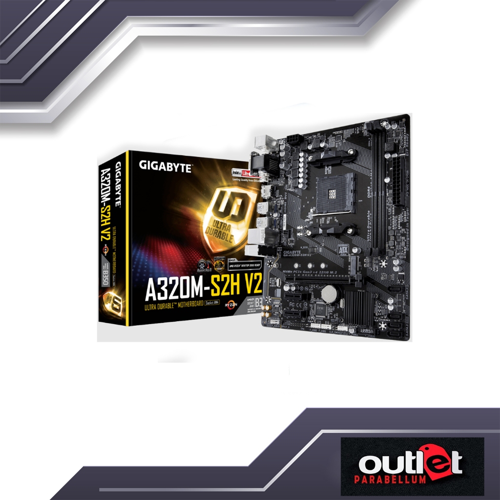 REFURBISHED GIGABYTE GA A320M S2H V2 AMD B350 AM4 DDR4 M.2 HDMI DVI VGA MATX MOTHERBOARD