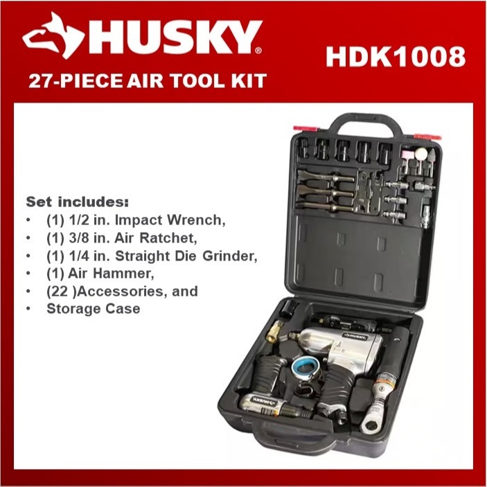 Kit D'outils Pneumatiques Husky 27 Pièces – Modèle HDK1008 – NEUF