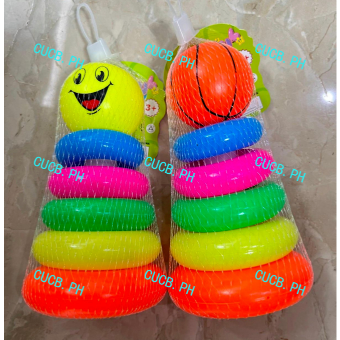 Rainbow Color Stacking Rings Tower Play Tub Development Gift Early Toy ...