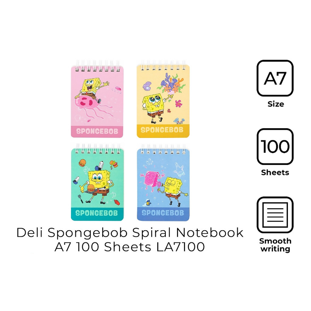 Deli Spongebob Spiral Notebook A7 100 Sheets LA7100 | Shopee Philippines