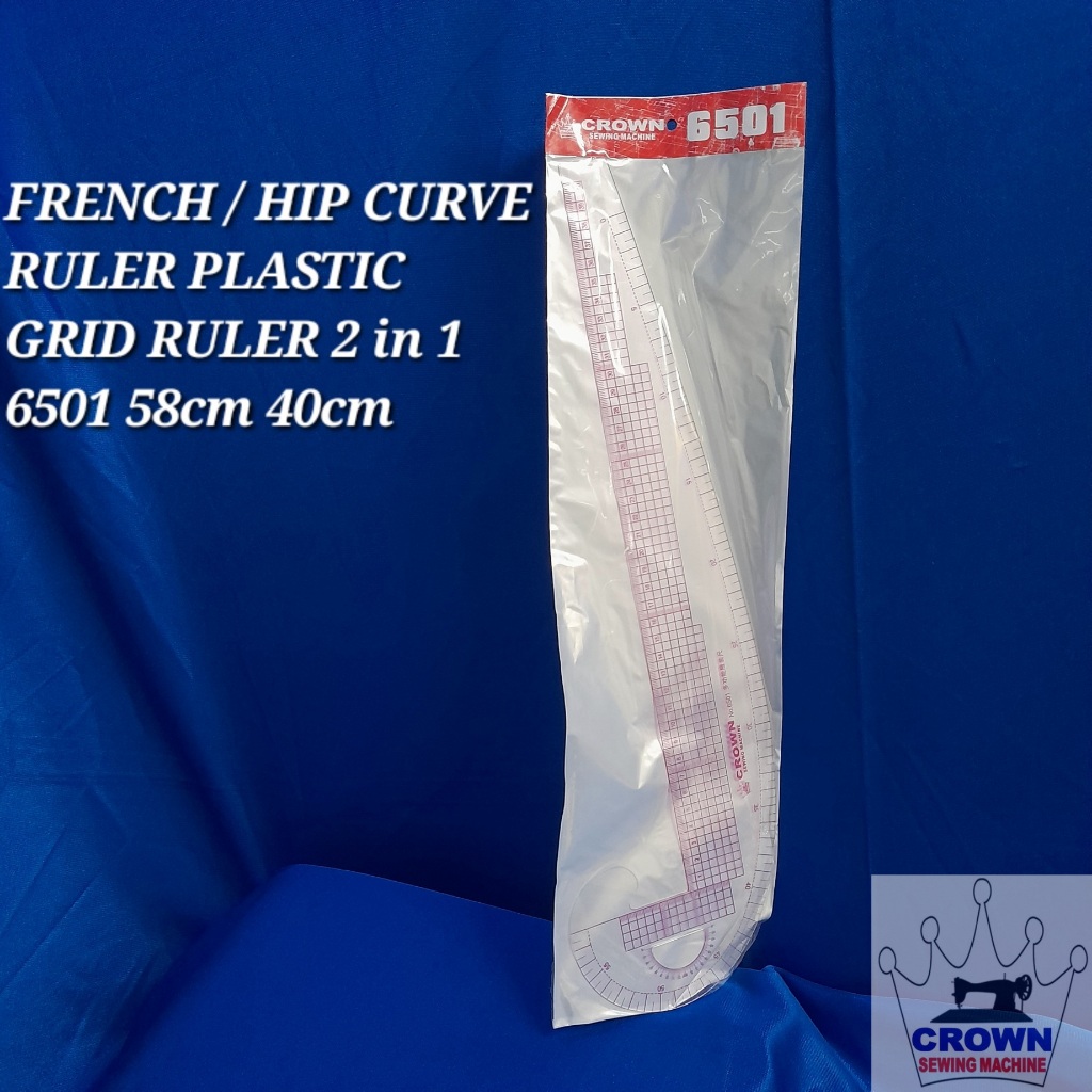 CROWN FRENCH / HIP CURVE CROWN PLASTIC GRID RULER 2 IN 1 6501 58cm 40cm ...
