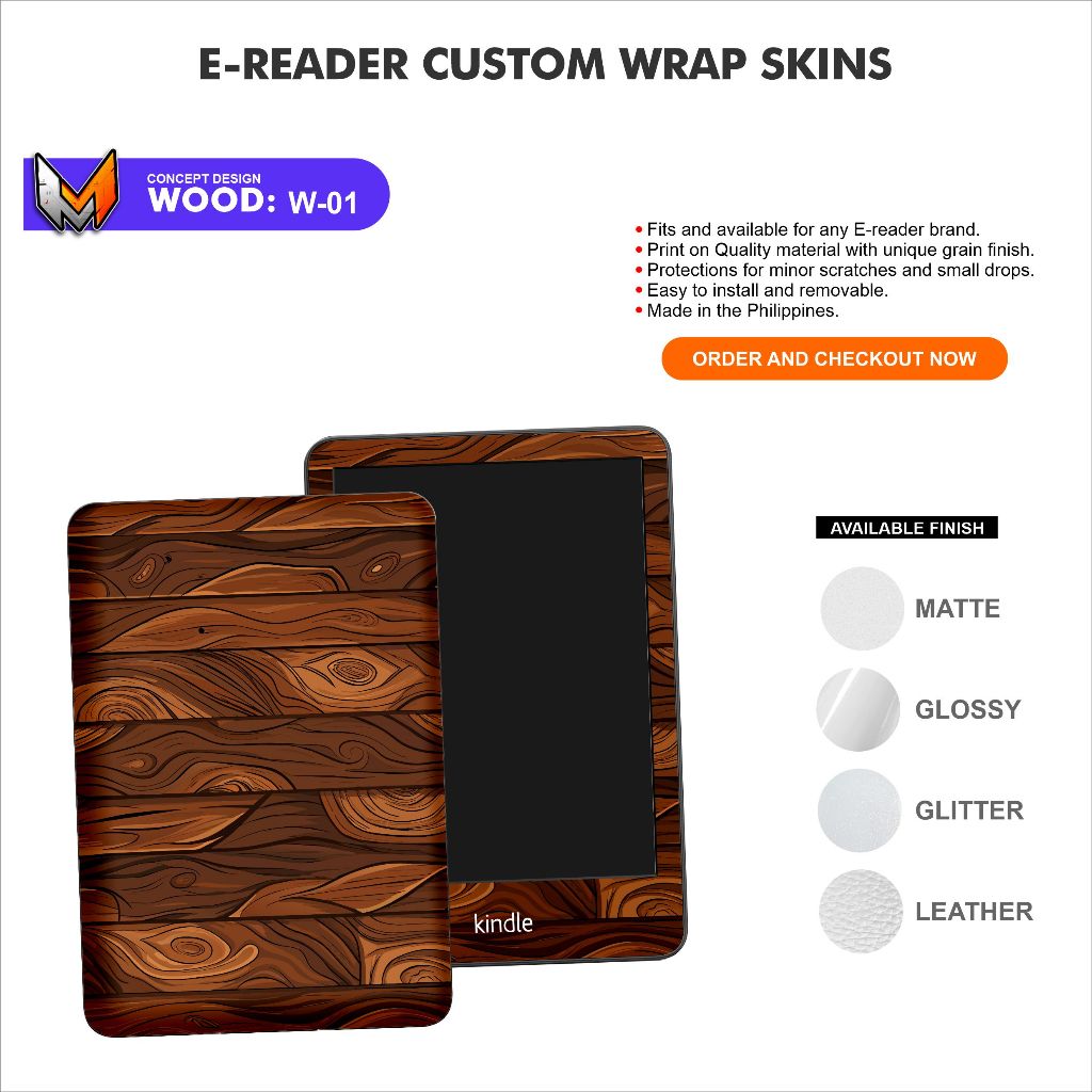 E-reader Wood Design Skins (send your exact unit and design/color upon ...