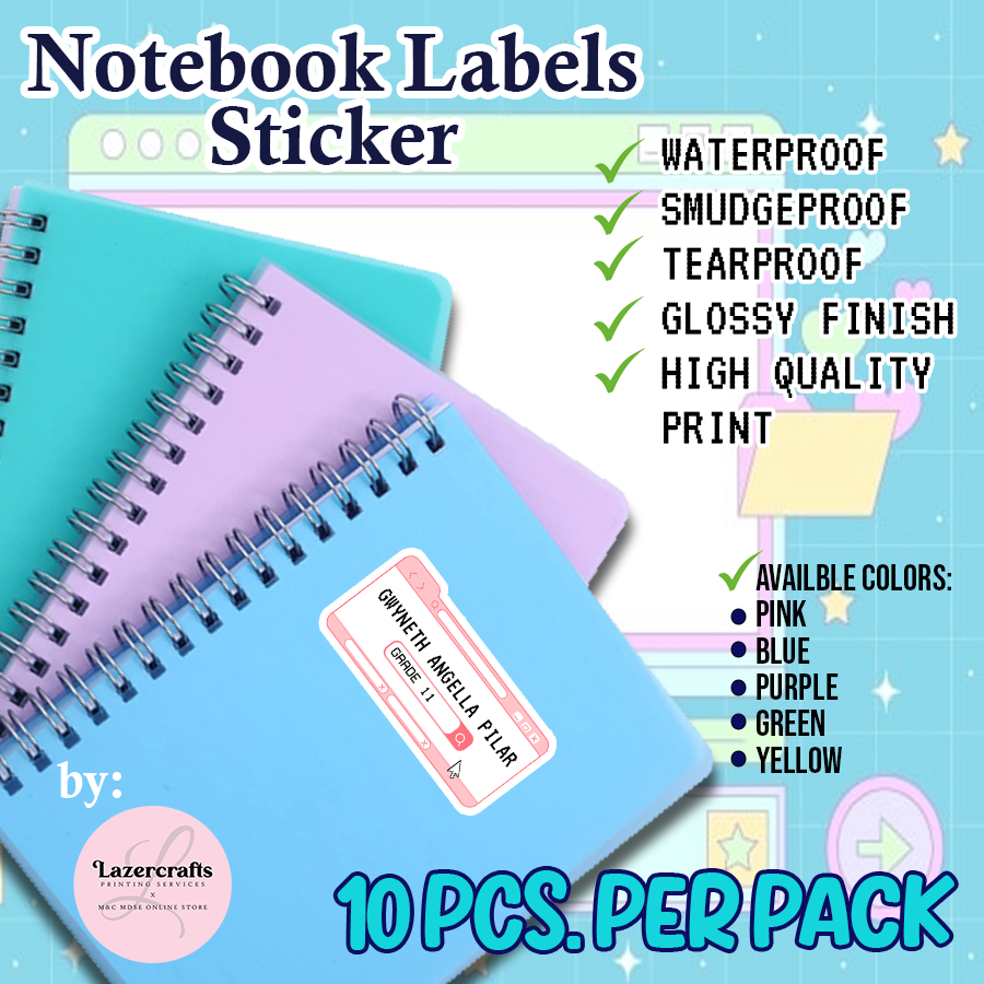 Notebook Labels Sticker 10pcs. per pack Waterproof Labels | Shopee ...