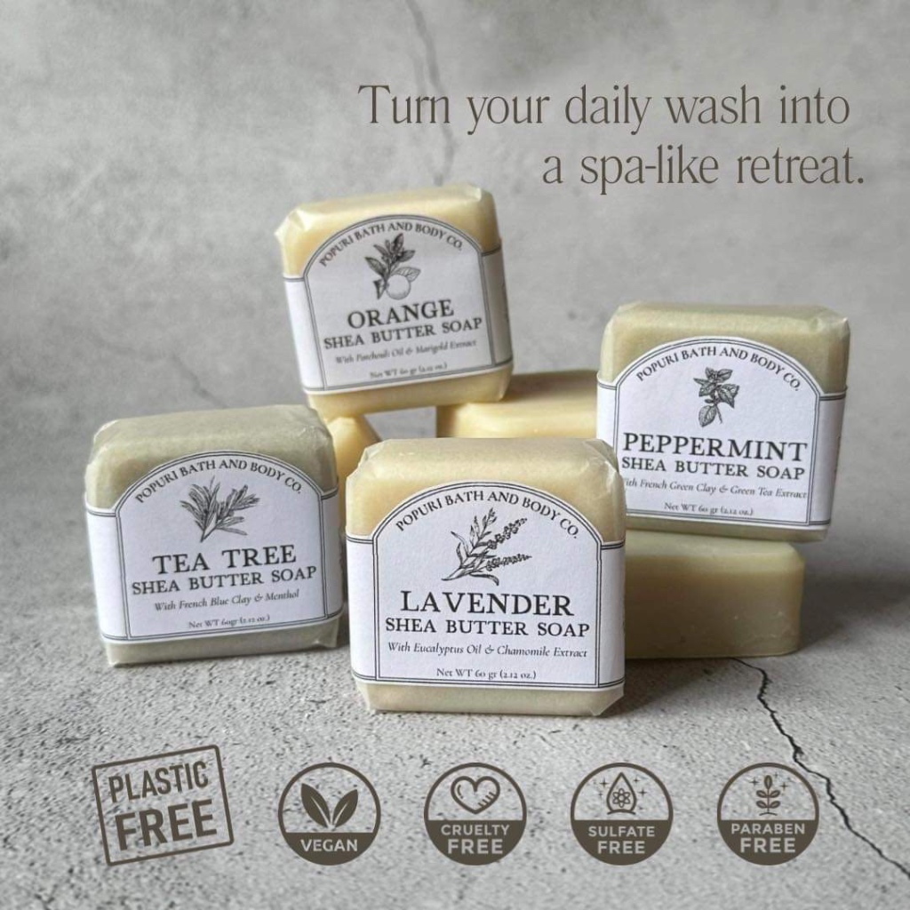 POPURI Shea Butter Soap All Natural Organic Cold Process for Face and ...