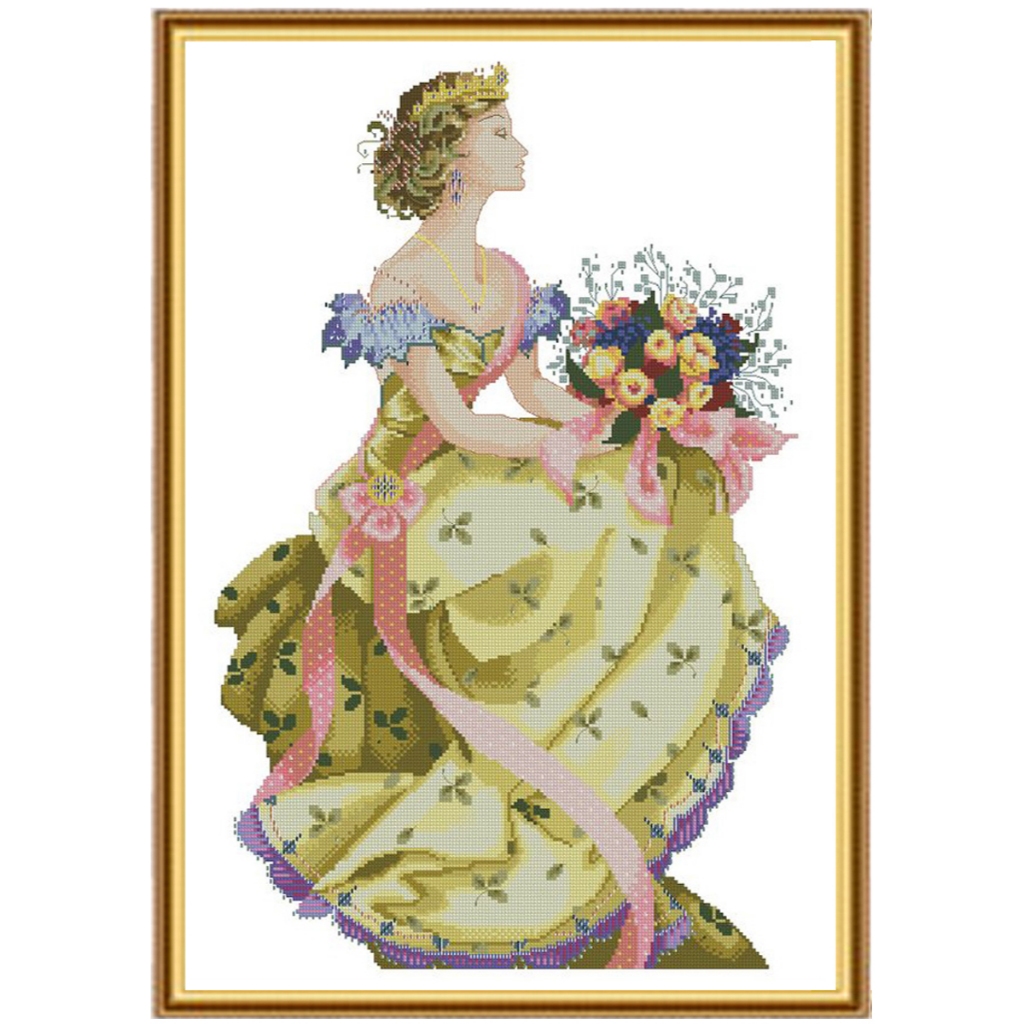 Spring Queen Cross Stitch COMPLETE SET 14 ct DIY Traditional Counted ...