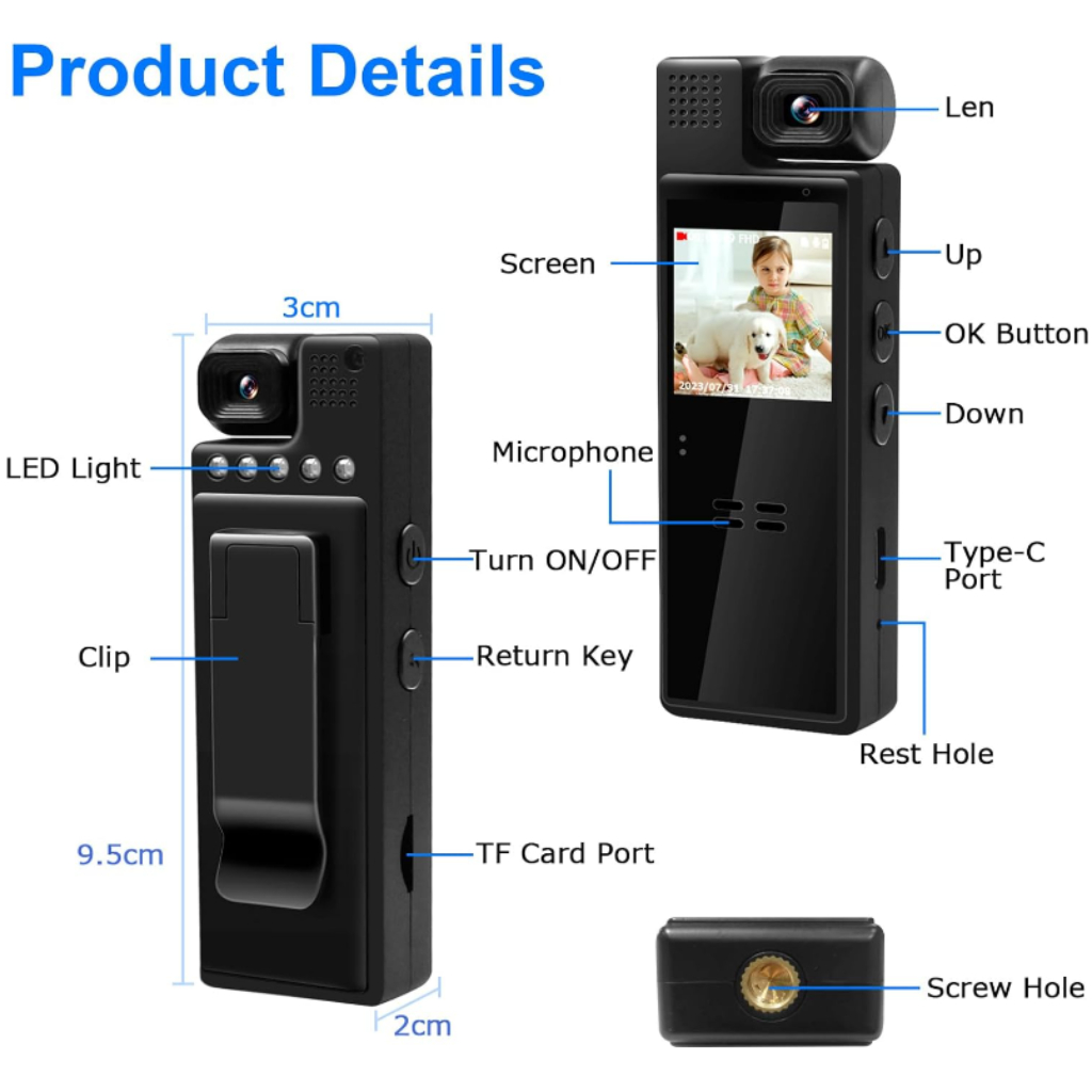 L9 WiFi HD Portable Body Camera Video Recorder w/ Night Vision Motion Detection 180° Rotatable Lens | Shopee Philippines
