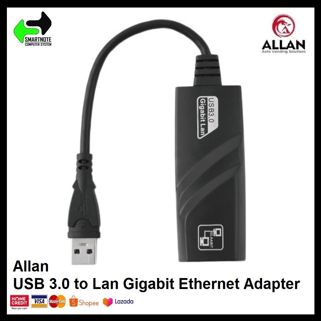 Allan USB 3.0 to Lan Gigabit Ethernet Adapter 10/100/1000 Mbps RJ45 LAN ...